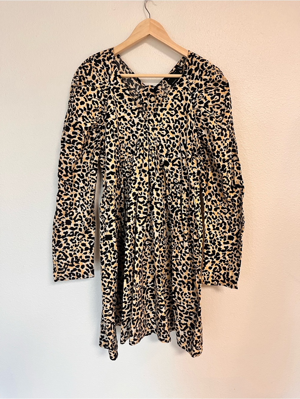 ASOS Leopard Print Long Sleeve Dress - Black and Cream